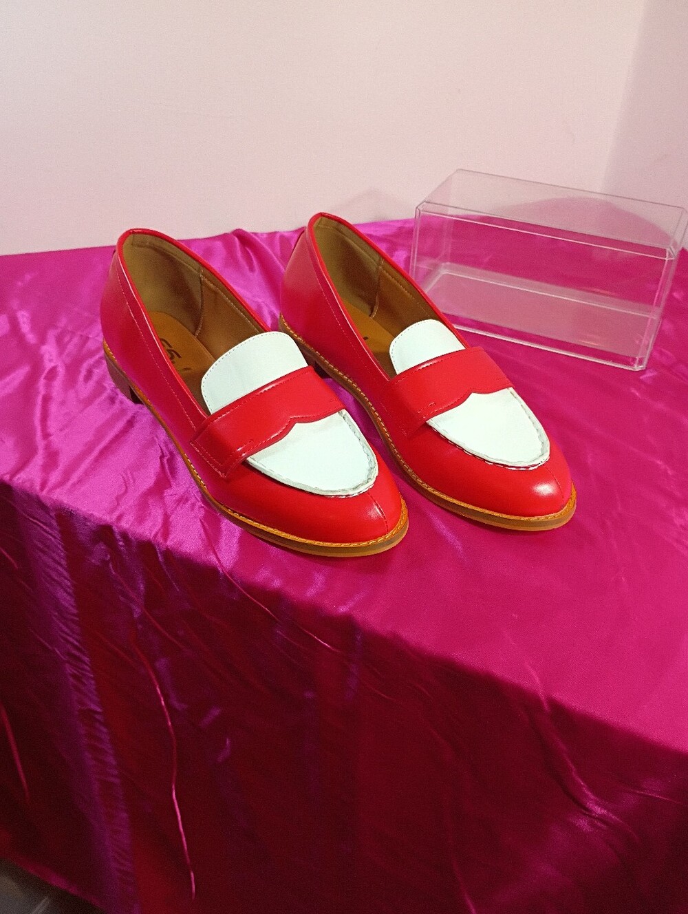 FSJ Shoes Women's SZ 15 Red and White Round Toe Loafers Office Casual - Picture 10 of 10